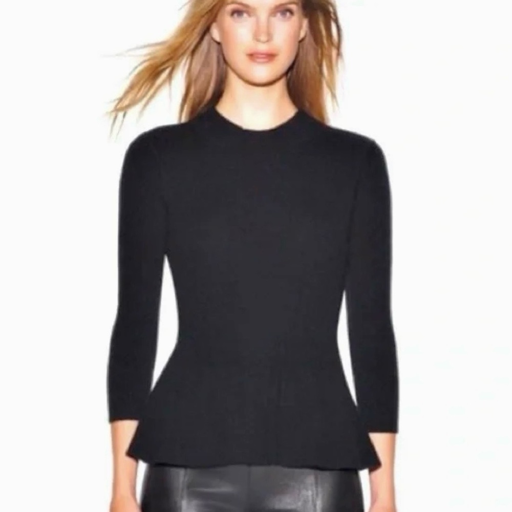 Tory Burch Madeline Black Peplum Sweater | M